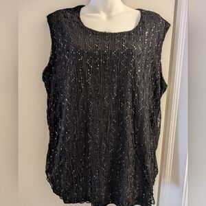 Delta Bourke Elegant Black Sequin Women's Top..2x.